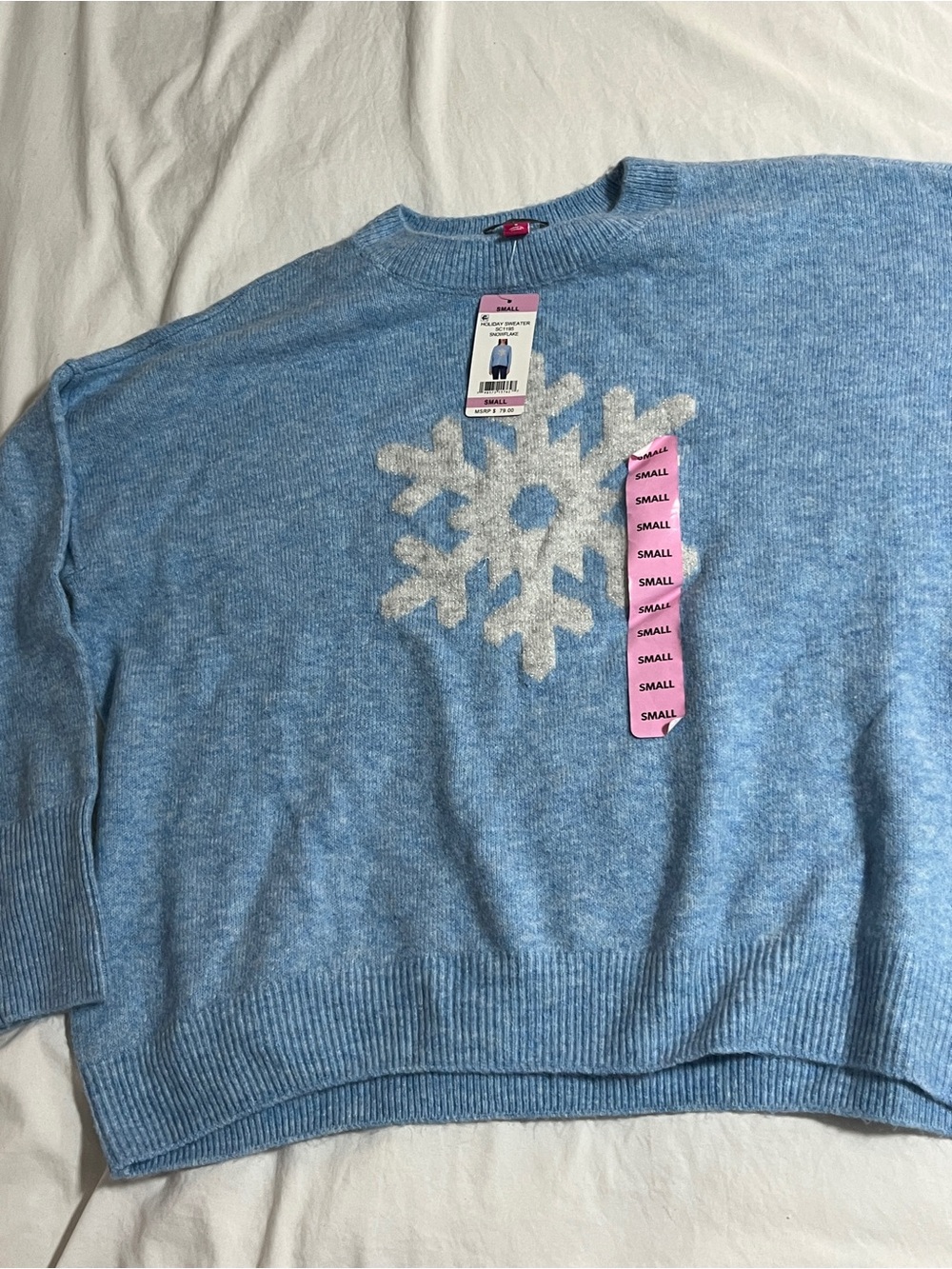 Vince Cumoto sweater snowflake blue knit brand new size s small holiday women’s